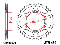 Звезда ведомая (49 зуб.) RK B4454-49 (Аналог: JTR460.49) для мотоциклов Kawasaki