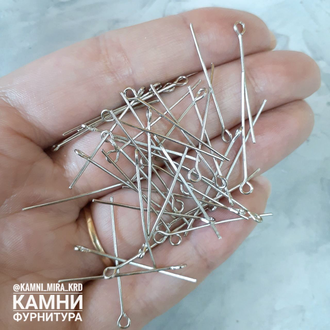 Пины соединительные с крючком 35х0,5 мм цвет серебро, цена за набор