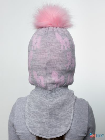 Шапка-шлем 23101-03 с утеплит., хб подклад, серый,розовый 52-54