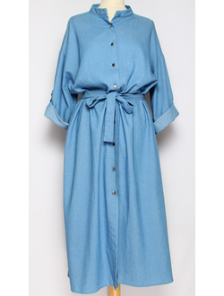 ПЛАТЬЕ - РУБАШКА ДЖИНСОВОЕ" СТОЙКА КЛЕПКИ" до р.52