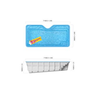 Композитный бассейн 7,1 х 3,6 х 1,3-1,8 &quot;Авиньон&quot; Franmer