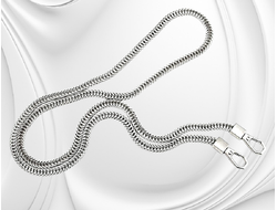 Металлическая цепочка для сумки, длина 120 см, ширина 6 мм, толщина 3 мм, цена за 1 шт, цвет серебро