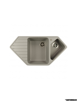 Мойка из искусственного мрамора MIXLINE ML-GM25 угловая двухчашевая с крылом 500*970*200мм