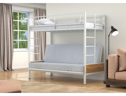 Двухъярусная кровать-диван Дакар 1 Белый (вставки дуб крафт табак)