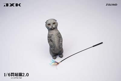 Вислоухий котик на задних лапках (серый) - Коллекционная ФИГУРКА 1/6 scale  Scottish Fold 2.0 (JXK106D) - JXK