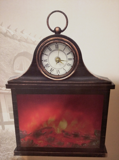 Фонарь "Камин с часами" c USB-кабелем, 42*30*13см, ЦВЕТ: Бронза, Черный