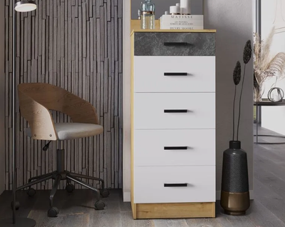 Комод АДЕЛЬ 500-5Я Дуб Вотан-Белый гладкий