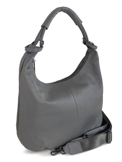 (АРТИКУЛ: 9429) СУМКА МЕШОК, БОЛЬШАЯ, НАТУРАЛЬНАЯ КОЖА, СЕРАЯ, ЧЕРЕЗ ПЛЕЧО, С ТЕКСТИЛЬНЫМ РЕМНЕМ