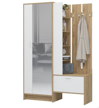 Ирис ПР-01 Прихожая (1350х2000х455) Дуб крафт золотой/Белый