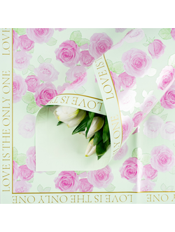 Пленка матовая "Нежность роз" 57*57см 20шт Зеленое яблоко ПЛ17/1