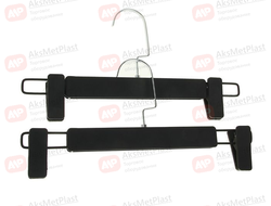 AM705 Вешалка пластиковая брючная с покрытием soft-touch цвет: черный L= 320 мм крючок защелкивается