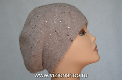 Классический итальянский вязаный женский берет с пайетками Vizio фото