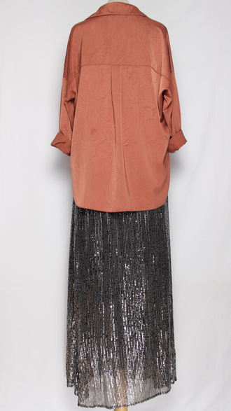 РУБАШКА ВИСКОЗА "Жатая" терракотовая р.48-54