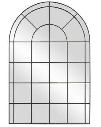 Зеркало черное арочное в форме окна.