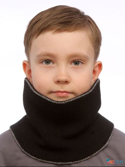 Шарф(снуд)  22-33 двойной, цвет черный,темно-серый размер 1