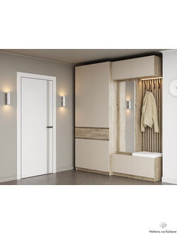 БОСТОН прихожая модульная 2м ЛДСП со шкафом  Дуб Крафт серый / Кашемир