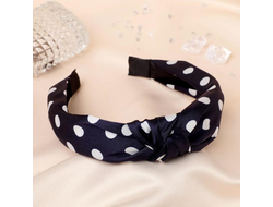 Ободок для волос "Кокетка" 3 см, синий горох