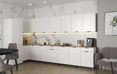 Венера (1000) МДФ кухонный гарнитур (МДФ с ПВХ белый матовый (гладкий)