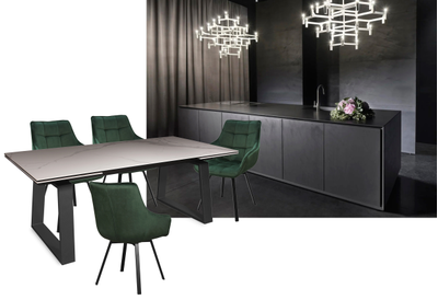 LEONARDO черный / керамика мрамор глянец 200(+50+50)x100