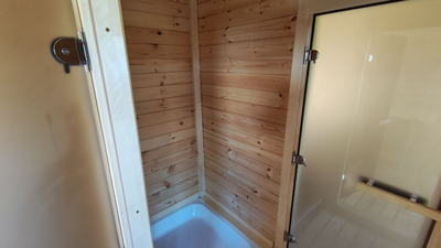 Баня "ОКО"  с большим, круглым, панорамным окном