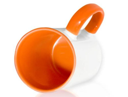 Кружка цветная внутри и ручка "Оранжевая", с фотопечатью