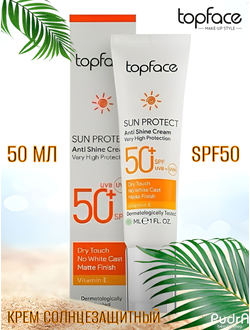 Topface Cолнцезащитный крем Sun Protect Anti Shine 50+ PT806 002, 50 мл
