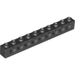 Technic, Brick 1 x 10 with Holes, Black (2730 / 273026)