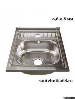 Нержавеющая кухонная накладная мойка MIXLINE 60х50 0,4 0,6 0,8 мм глубина 16-18 см