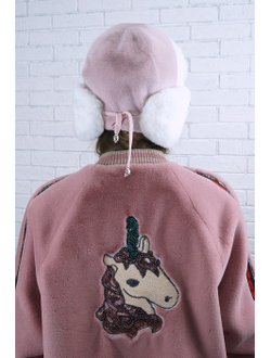 Женская ушанка «Гармония», цвет жемчуг + белый