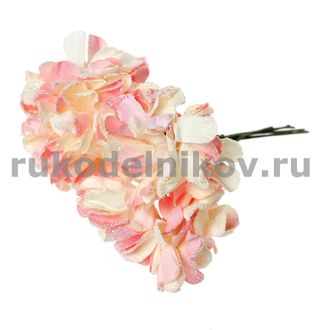 бумажные цветы "Хризантема с блестками", цвет-розовый, 12 шт/уп