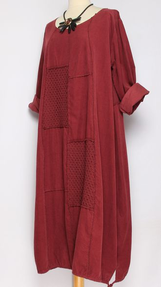 Платье Бохо вельветовое "Сетка трикотажная спинка" винный до р.56