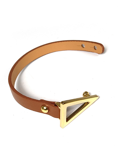 (АРТИКУЛ: 8584/44) БРАСЛЕТ ЖЕНСКИЙ, ЯРКО-КОРИЧНЕВАЯ КОЖА, МЕТАЛЛ "ЗОЛОТО"