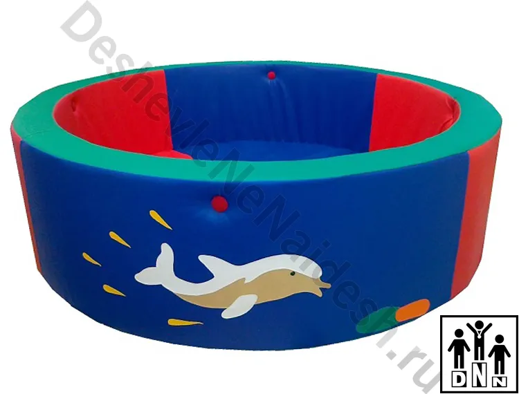 Сухой бассейн круглый Подводный мир синий-красный