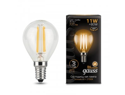 Gauss Filament Шар G45 E14 11W 720lm 2700K 2K прозр. филамент (нитевидная) 105801111