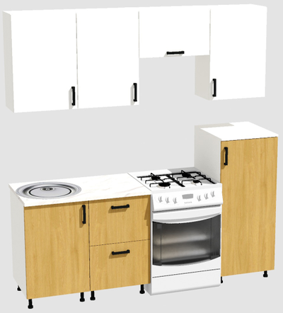 Кухня Эконом 1,5 метра с полуколонкой (1000х500) Цвет: Белый/Дуб Сонома