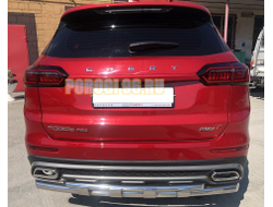 Защита заднего бампера двойная с перемычками d60/42 для Chery Tiggo 8 Pro 2021-