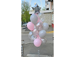 Фонтан из шаров "Роза и серебро"