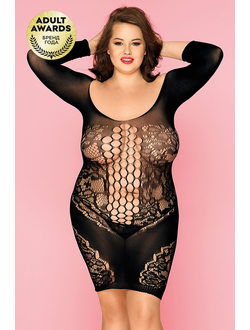 844014-BLK-2XL ПЛАТЬЕ-СЕТКА И СТРИНГИ CANDY GIRL MERIMBA ЧЕРНЫЕ, 2XL