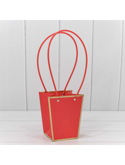 Пакет-сумочка 15,5*13*9,5см Красный с золотой каймой КП05/20