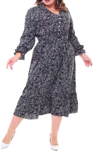 Элегантное платье-рубашка Арт. 18120-2384 (Цвет черный) Размеры 50-64