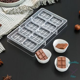 Форма для шоколада и конфет «Таволетта», 10 ячеек, 20×12×2,5 см, 4,2×2,8×0,8 см