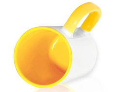 Кружка цветная внутри и ручка "Жёлтая", с фотопечатью