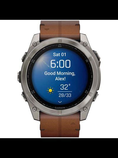 Часы Garmin Fenix 8 -51mm AMOLED Sapphire Bare Titanium / Black / Chestnut Leather Band