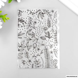 Штамп для творчества силикон "Листья и цветы" 16 х 11 см