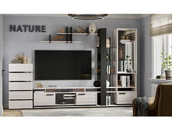 Композиция гостиной NATURE (НАТУРА) Ясень Анкор светлый-Черный