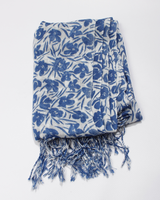 Палантин-шарф "Лён-4" синие штрихи