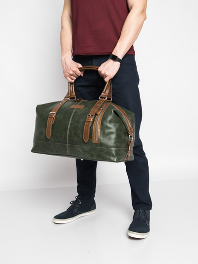 Кожаная дорожная сумка Campora Premium dark green (арт. 
4019-11)