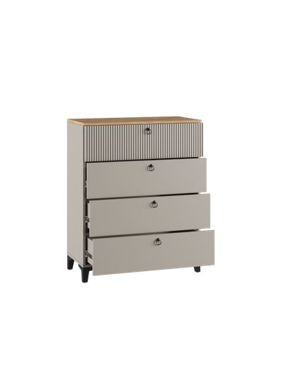 Ника Комод 4Я, ПВШ 800*916*410 (мдф бежевый мат-05 / лдсп кашемир + дуб делано)