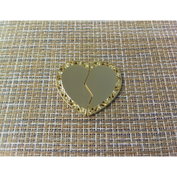 Подвеска кулон сердечко с ажурным краем большое 48x45 мм золотистый
