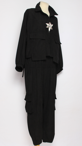 Костюм Бохо "КРУПНЫЙ ВЕЛЬВЕТ КАРМАНЫ" черный р.42-48